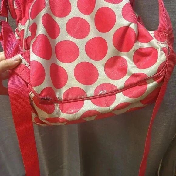 Thirty-One Mod Coral Polka Dot backpack Monogram M - Picture 6 of 10